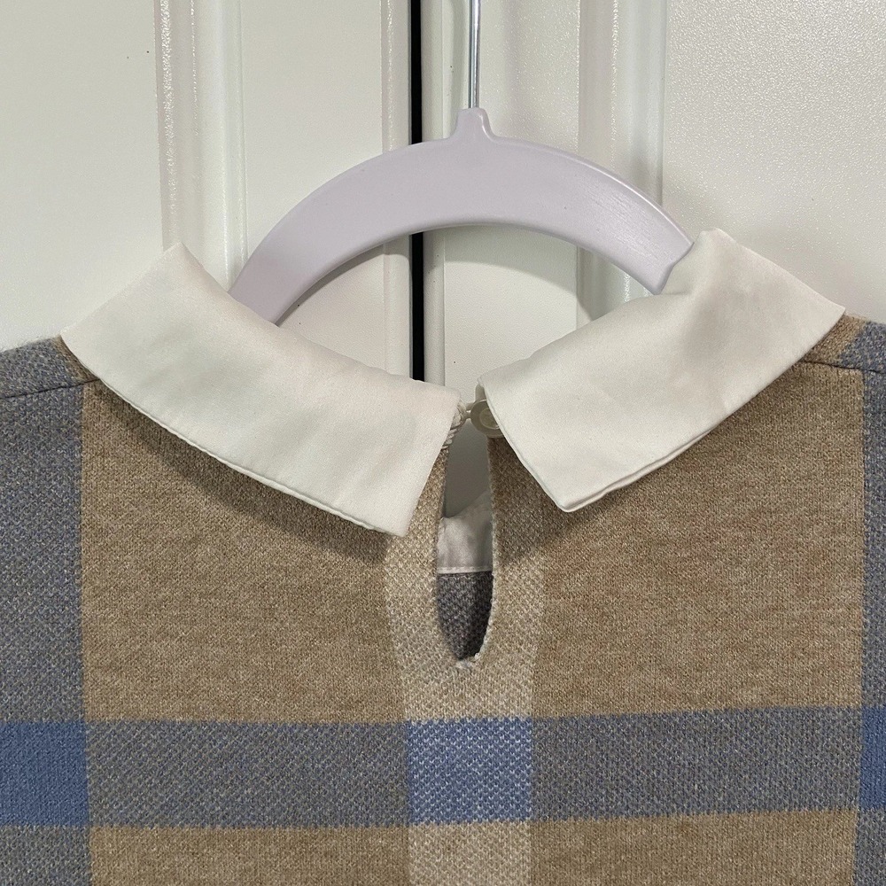Tahari Plaid Sweater Blouse Layered Look Collared Preppy Academia Workwear M - Picture 4 of 6
